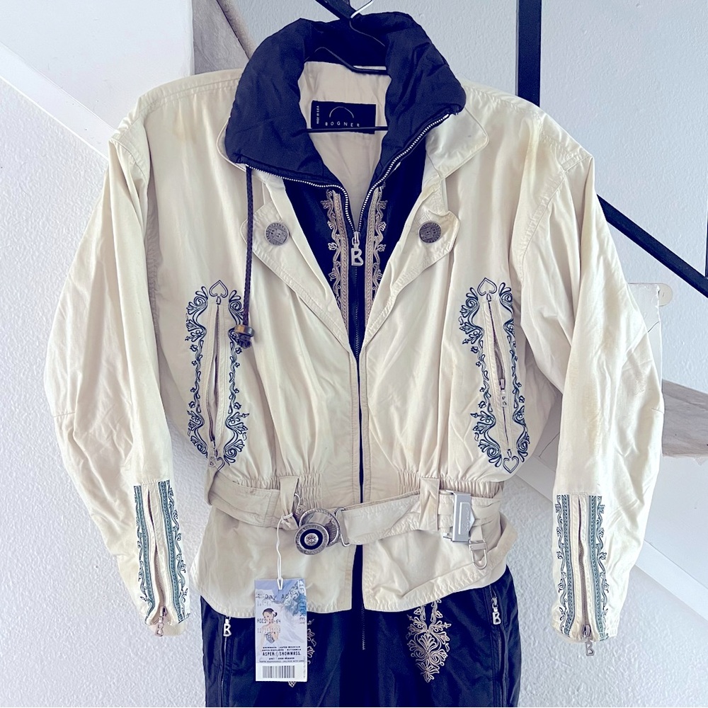 BOGNER Custom Ski Suit Embroidered Tan Black Snowboard Pants